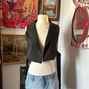 japanese brand black vest cropped tank top